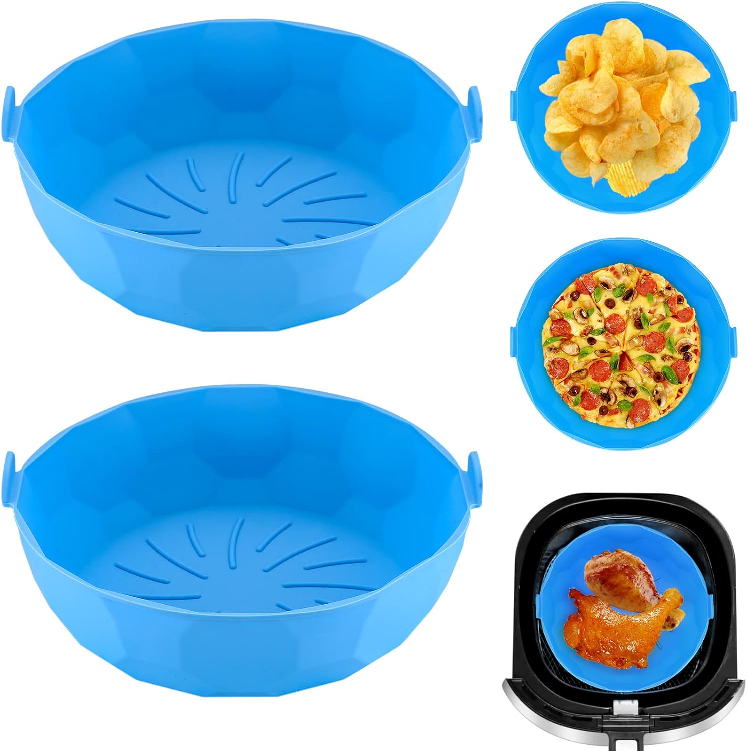 JmhNewhope 2Pack Air Fryer Silicone Pot, 8.2 Inch Air