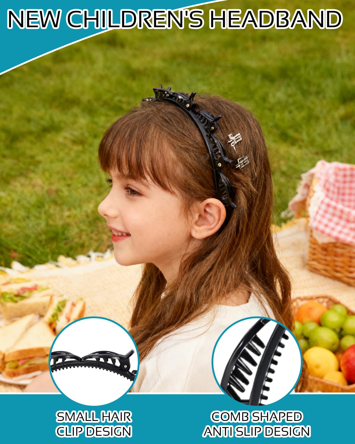 2 pezzi cerchietti per capelli con fermagli,Cerchietti con Clip, fermagli per capelli intrecciati, fermagli capelli, Cerchietto a Forcina