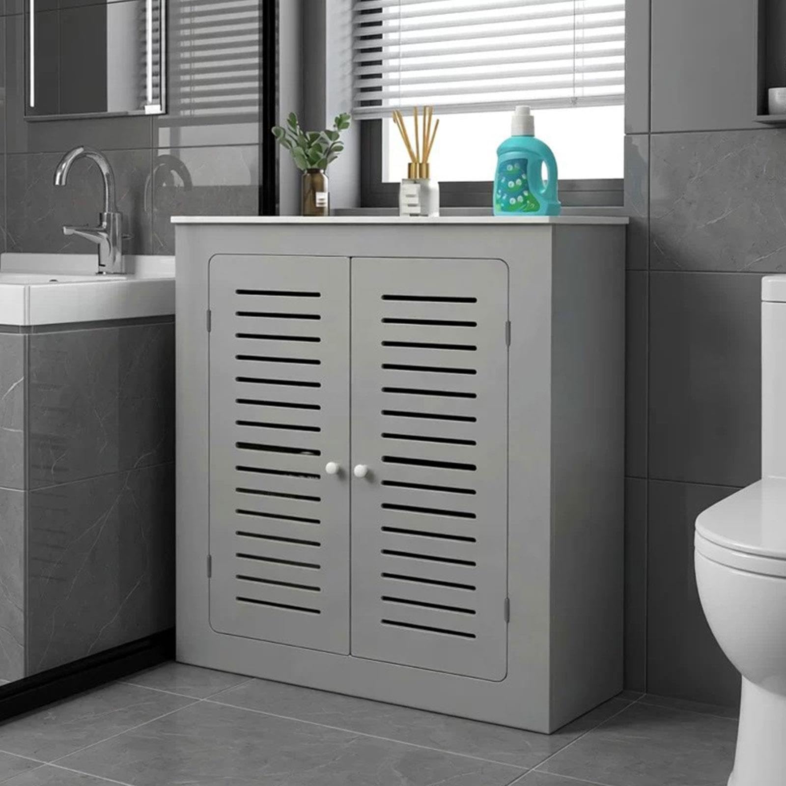 PVC Cache Radiateur Etagere Radiateur avec Étagère Supérieure et 2 portes