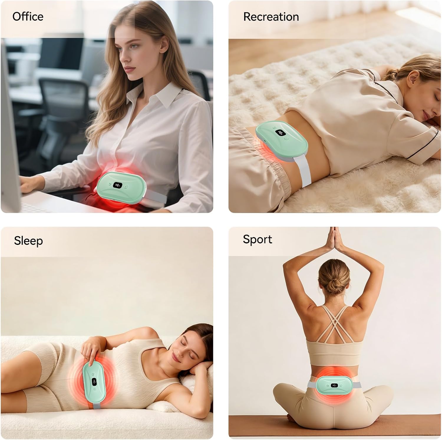 Portable Electric Heating Pad for Period Cramps, Menstrual Heating Pads with 7 Heat Levels and 7 Vibrating Modes for Women Stomach Pain Relief