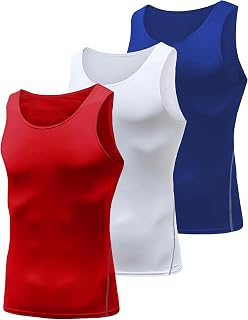 Queerier Men's 1 or 3 Pack Sleeveless Compression Tank Top, Base Layer Cool Dry Compression Shirts Muscle Gym Tank Tops