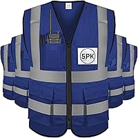 Vista 23 de TICONN Chaleco de seguridad reflectante de alta visibilidad Clase II de malla para mujeres y hombres Cumple con los estándares ANSI