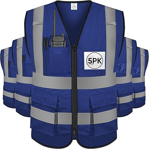 Vista 63 de TICONN Chaleco de seguridad reflectante de alta visibilidad clase II chaleco de malla para mujeres y hombres cumple con las normas ANSI Blanco