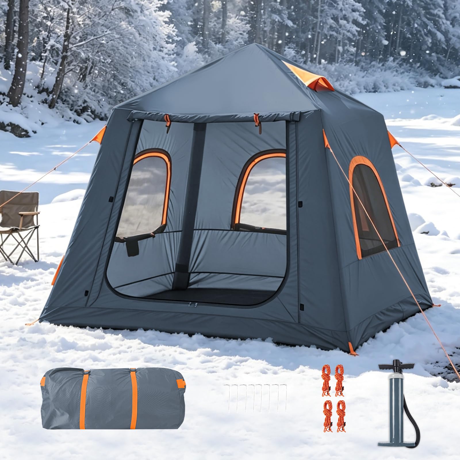 Inflatable Camping Tent, with Manual air Pump, Easy to Set up, Outdoor Inflatable Tent, can accommodate 2-3 People, Oxford Four Seasons Luxury Camping air-Cushioned Tent.