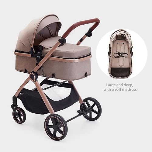 Miniatura 8 de Cochecito de bebé 2 en 1, cochecito convertible para bebés de 0 a 36 meses (beige)