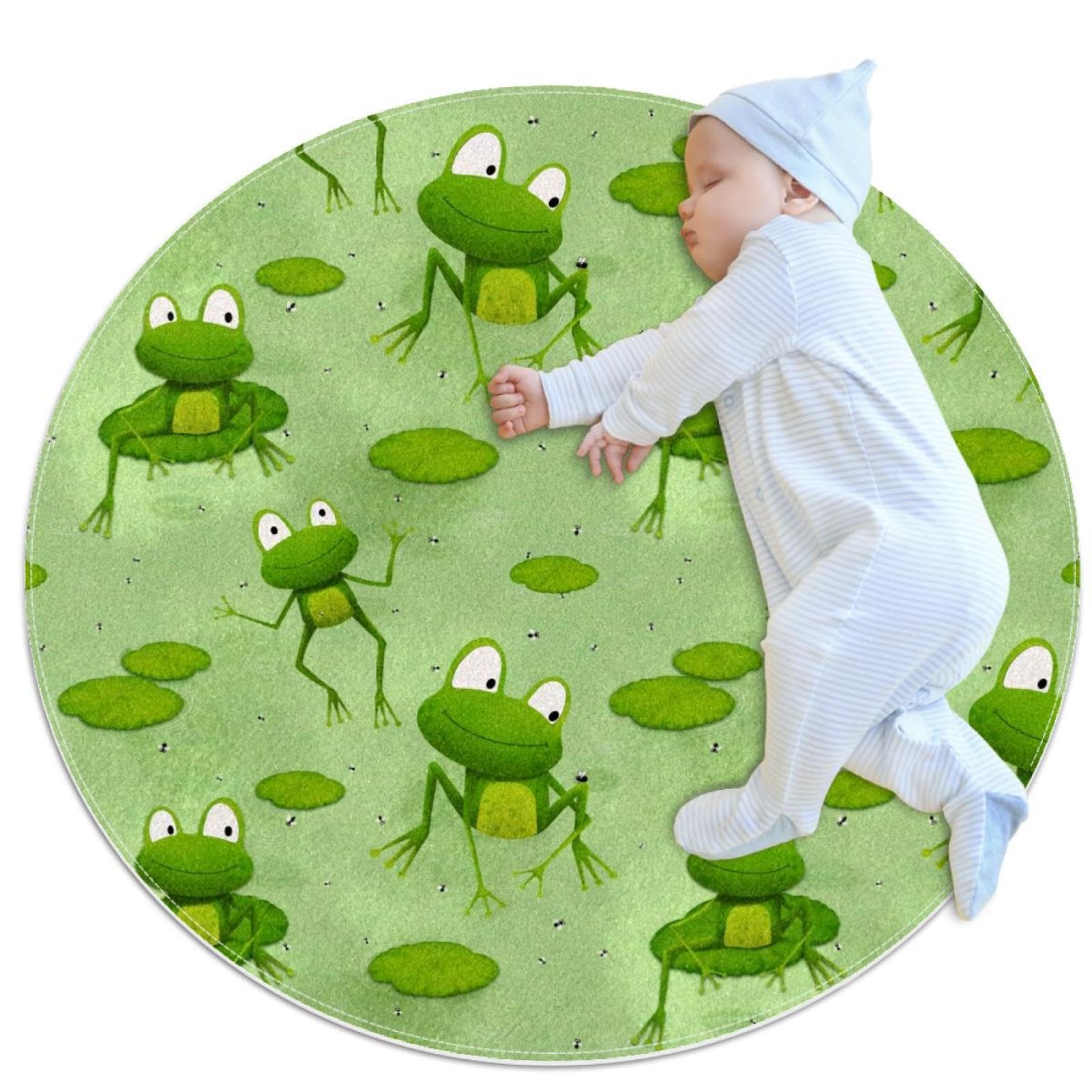 Tapis de salle de bain grenouille rond 1m antidérapant pour chambre enfant