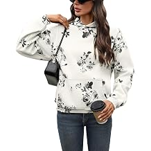 Women's Fleece Oversized Hoodie Pattern Loose Fit Long Sleeve Hooded Pullover Sweatshirt with Kangaroo Pocket