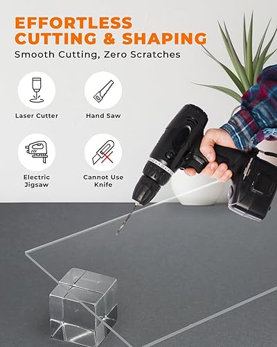 Miniatura 2 de Falken Design Hoja de plexiglás acrílico, transparente, 15 "x 15" x 14"