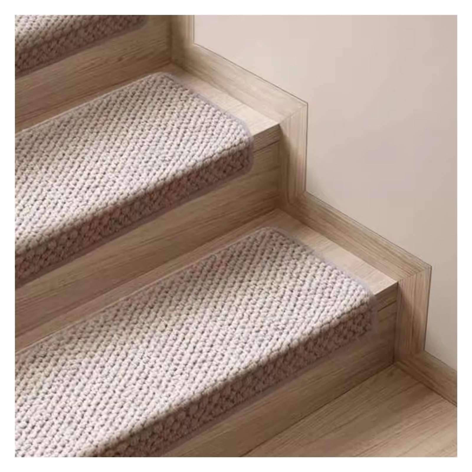 Tapis de marche non glissant en laine autoadhésif pour escalier | 3pcs Kaki