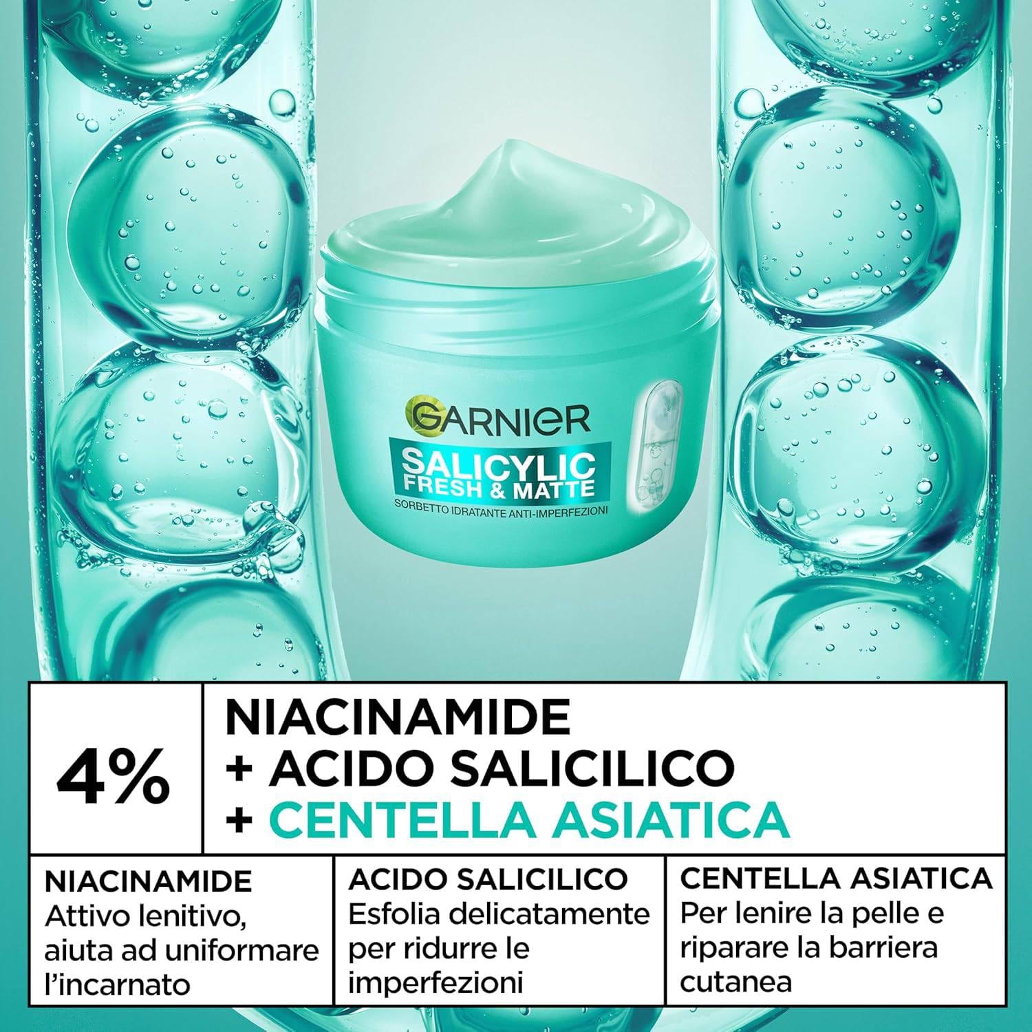 Garnier Salicylic Fresh Matte Crema Sorbetto Idratante Anti-Imperfezioni, 85 ml, Acido Salicilico, Niacinamide, Centella Asiatica (6)