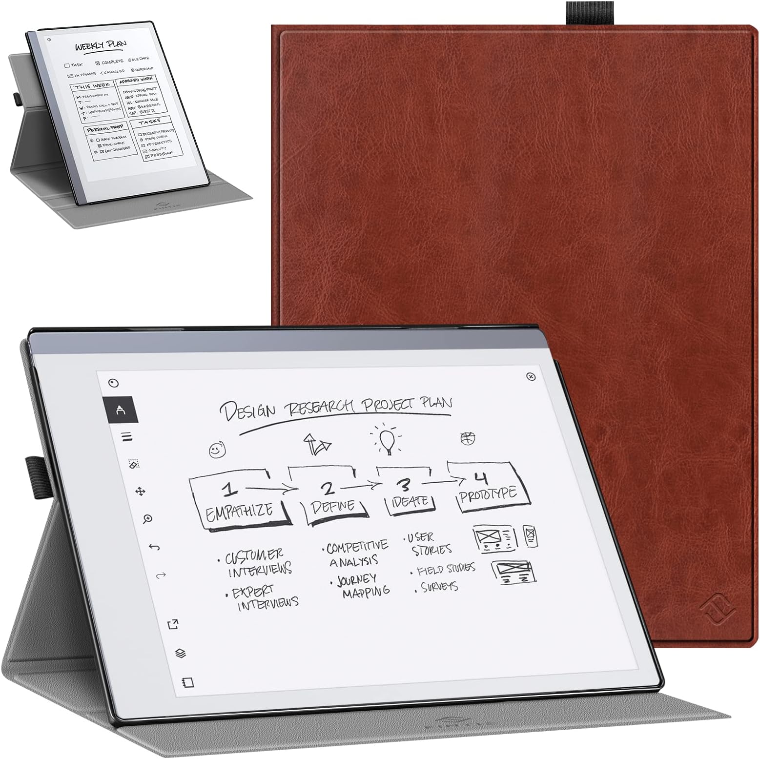 Fintie Rotating Case for Remarkable 2 Digital Paper Tablet 10.3 inch (2020 Released) - 360 Degree Rotating Slim Protective Stand Cover with Pen Holder, Not Fit Remarkable 1, Brown