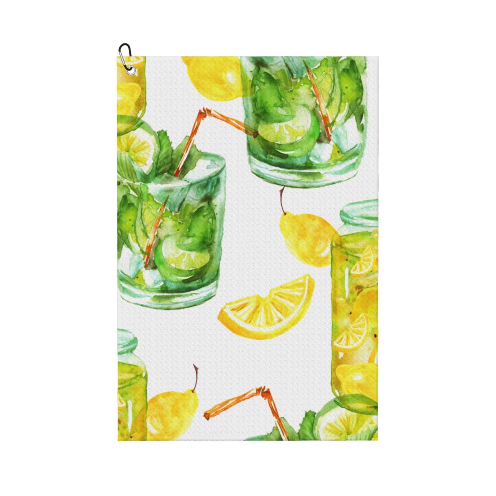 Hnnkloy Drink Cocktail Lemon Ice, 16x24 in Portable Waffle Golf Towels with Carabiner Clip for Golf Bag