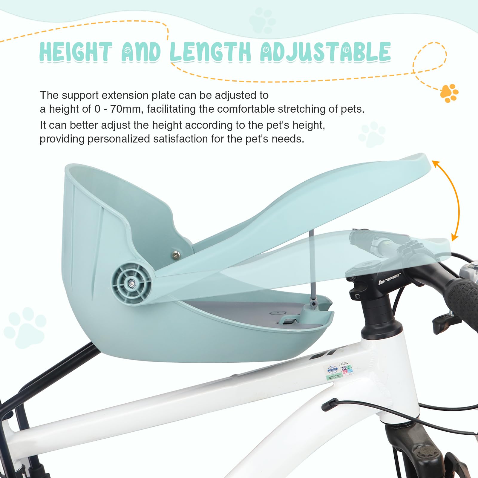 Hundekorb Fahrrad Vorne bis 15KG, Fahrradkorb für Hunde mit Robuste sichere Bodenplatte,und beschichtetem Metallverschluss für kleine&mittelgroße Hunde, 3D ergonomisches Design(Cyan)