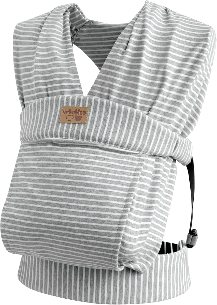 Baby Wraps Carrier Newborn to Toddler (Striped Grey) | Kangaroo Baby Easy Wearing Wrap, Adjustable Soft Baby Holder Front Chest Sling Carriers Perfect Infant Essentials Gifts