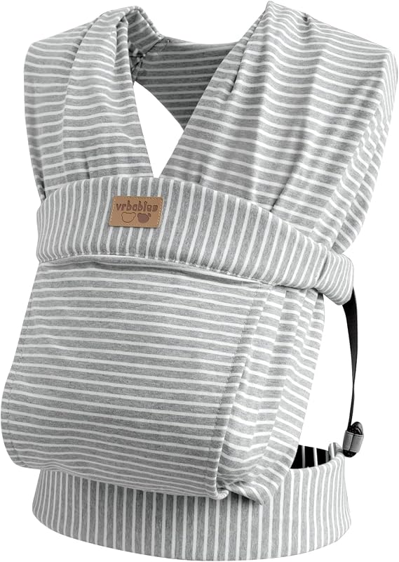 Baby Wraps Carrier Newborn to Toddler (Striped Grey) | Kangaroo Baby Easy Wearing Wrap, Adjustable Soft Baby Holder Front Chest Sling Carriers Perfect Infant Essentials Gifts