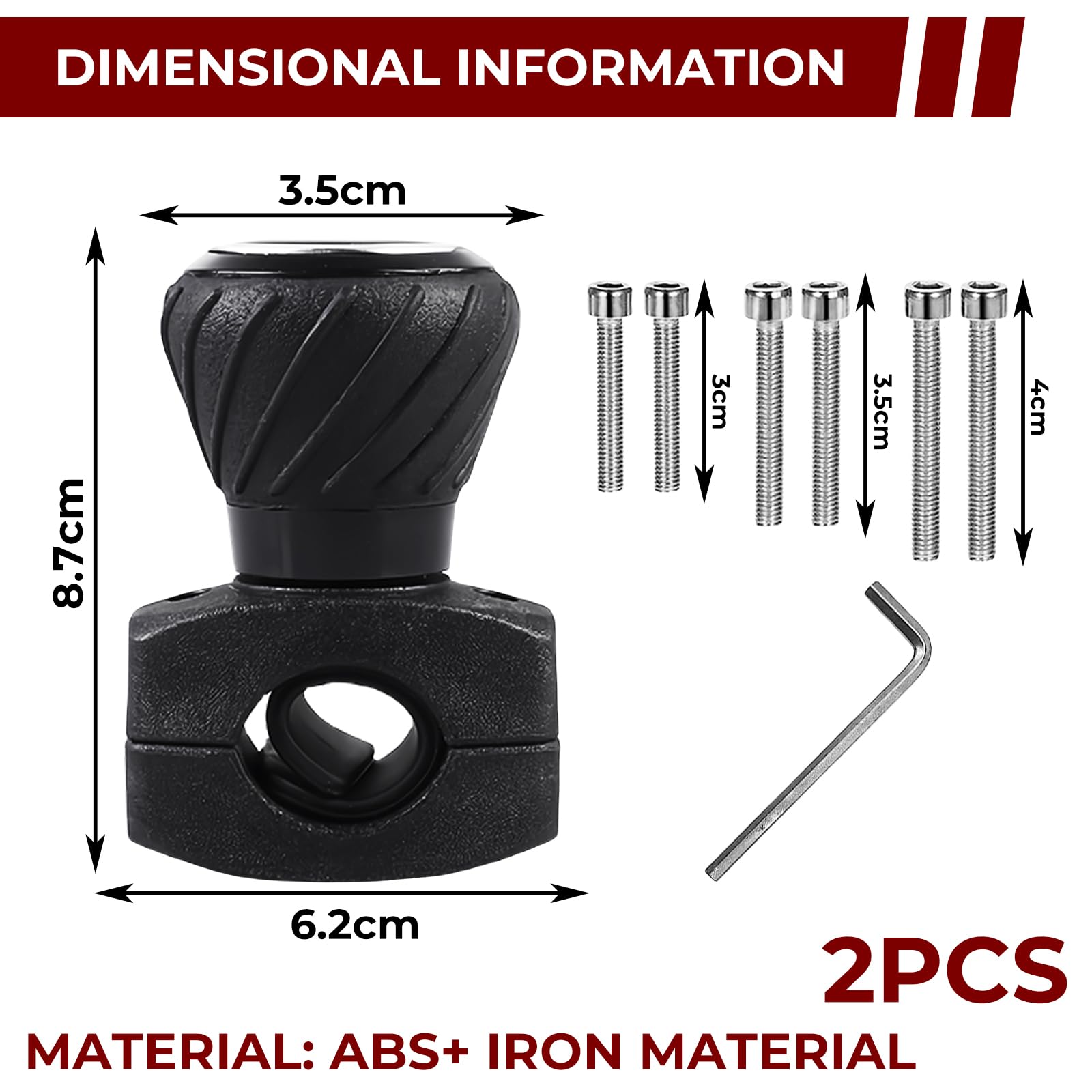 Pomo universal para volante, 2 unidades, para tractor, universal, 360°, universal, para volante, para coche y tractor de césped, coche, camión, tractor