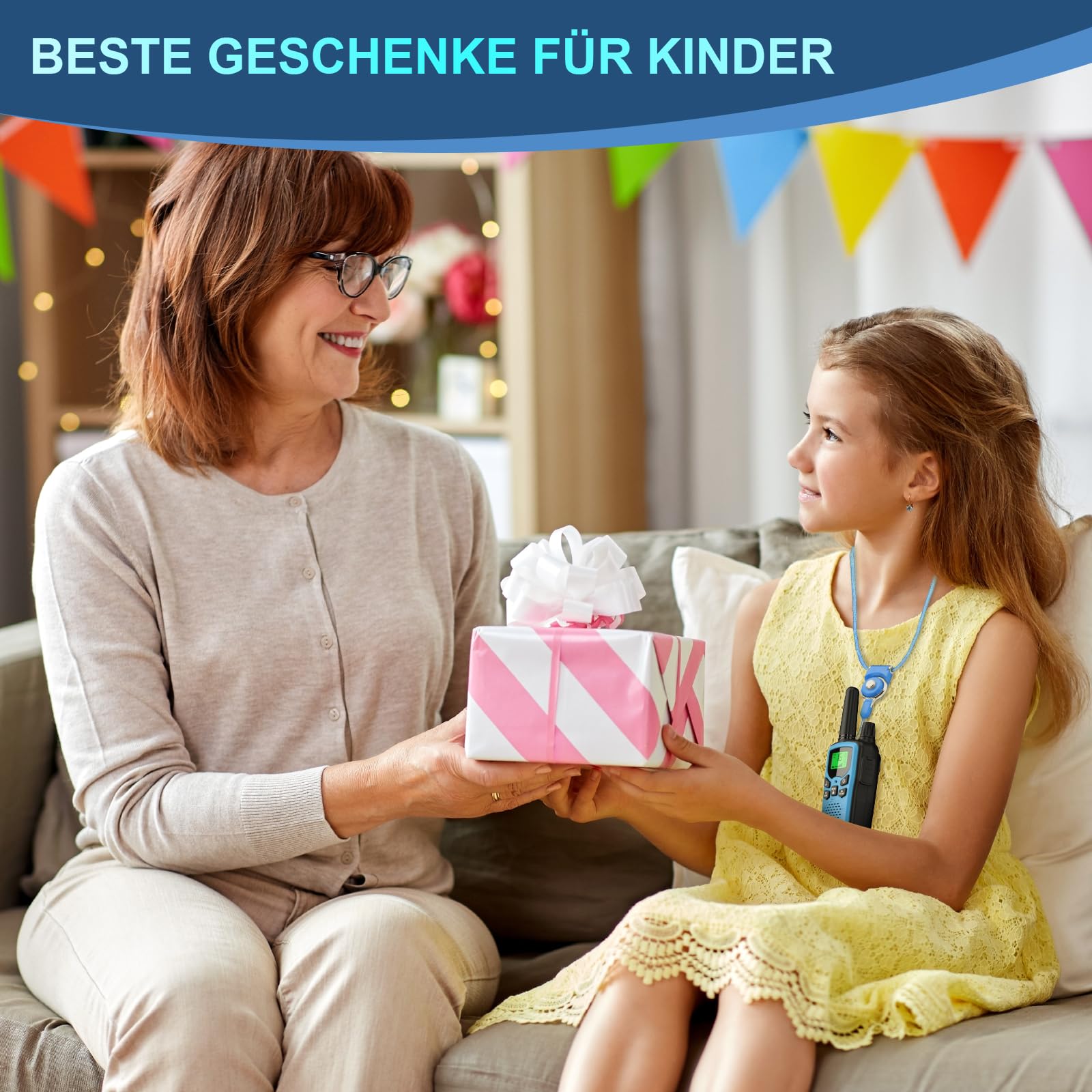 Walkie Talkie 3er Set Kinder Aufladbar, Rabigala Funkgeräte mit 5km großer Reichweite für Erwachsene, Li-ion Akku, VOX Freisprecheinrichtung, Taschenlampe LED, LCD