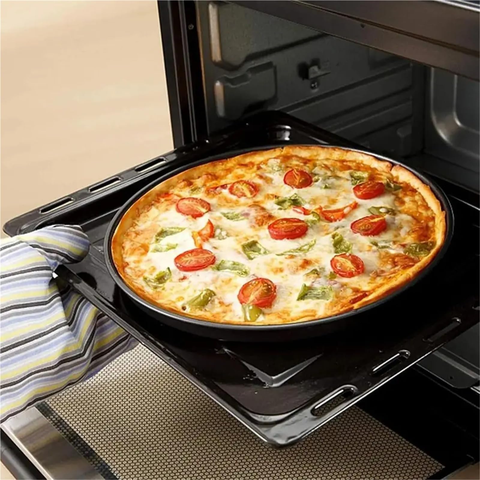 3-teiliges Backformen-Set aus Kohlenstoffstahl | Antihaftbeschichtetes, leicht abnehmbares Backblech for Backen von Kuchen und Pizza im Ofen