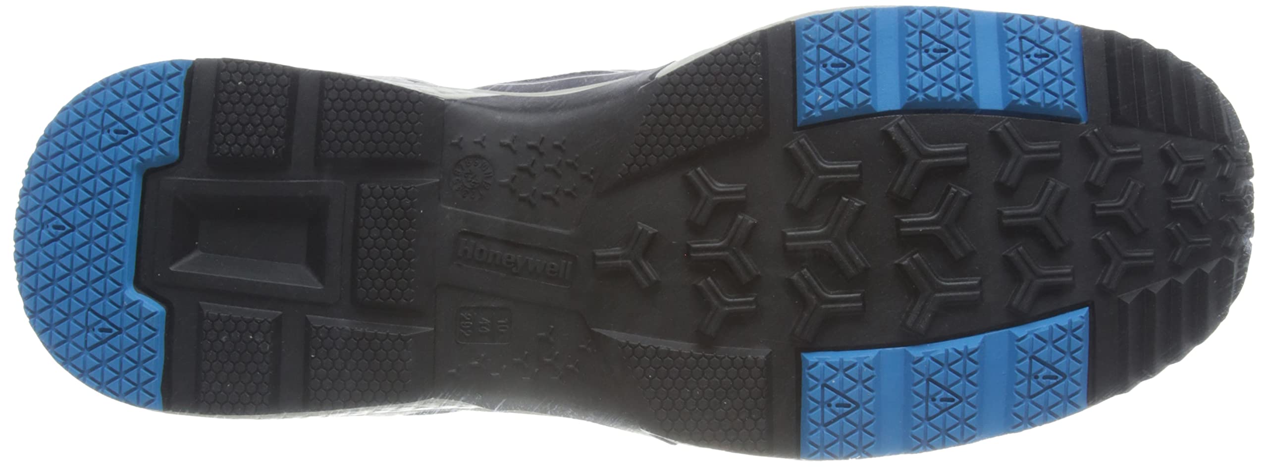 Honeywell Agile Runner S3 Zapatos de Seguridad Industrial para Hombres y Mujeres, Estilo Escotado, Forro de Malla 3D, Suela de Goma, Indicadores de Desgaste, Azul, Talla 10 UK, 6250123-44