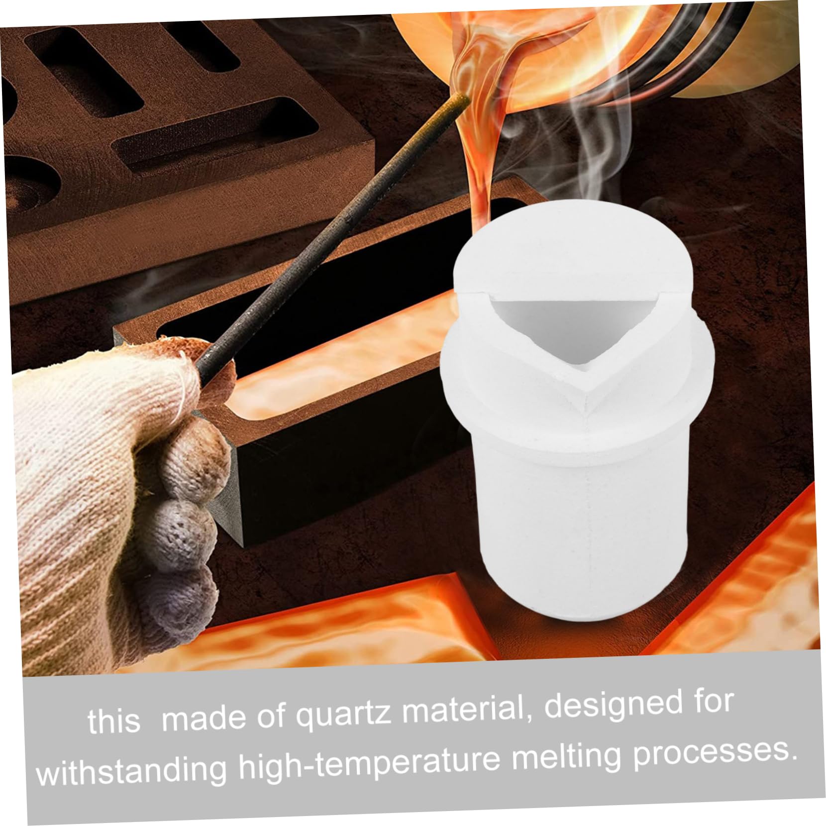 COSMEVIVI Quartz Crucible Melting Crucible Cup for Jewelry Metal Heat Conductive Casting Mold Lid