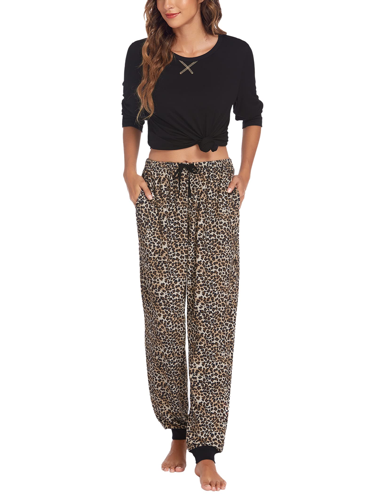 Ekouaer Pigiama Donna Invernali Set Pigiama Donna Lungo Pigiama Donna Invernale Comodo Pigiama Due Pezzi da Donna