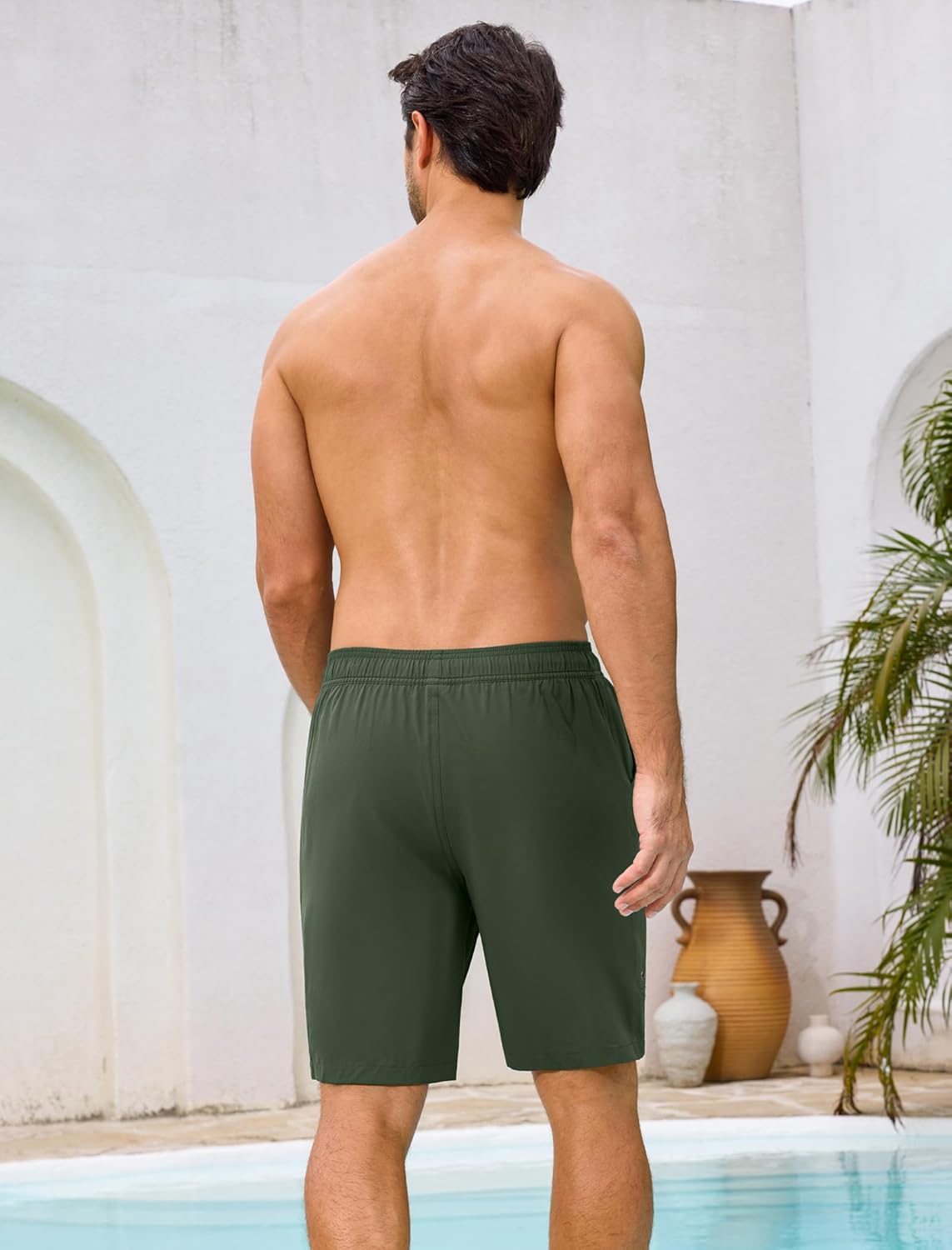 SILKWORLD Mens Swim Trunks with Compression Liner 9'' Quick Dry Bathing Suit Long Swimming Shorts with Zipper Cargo Pockets - Image 5