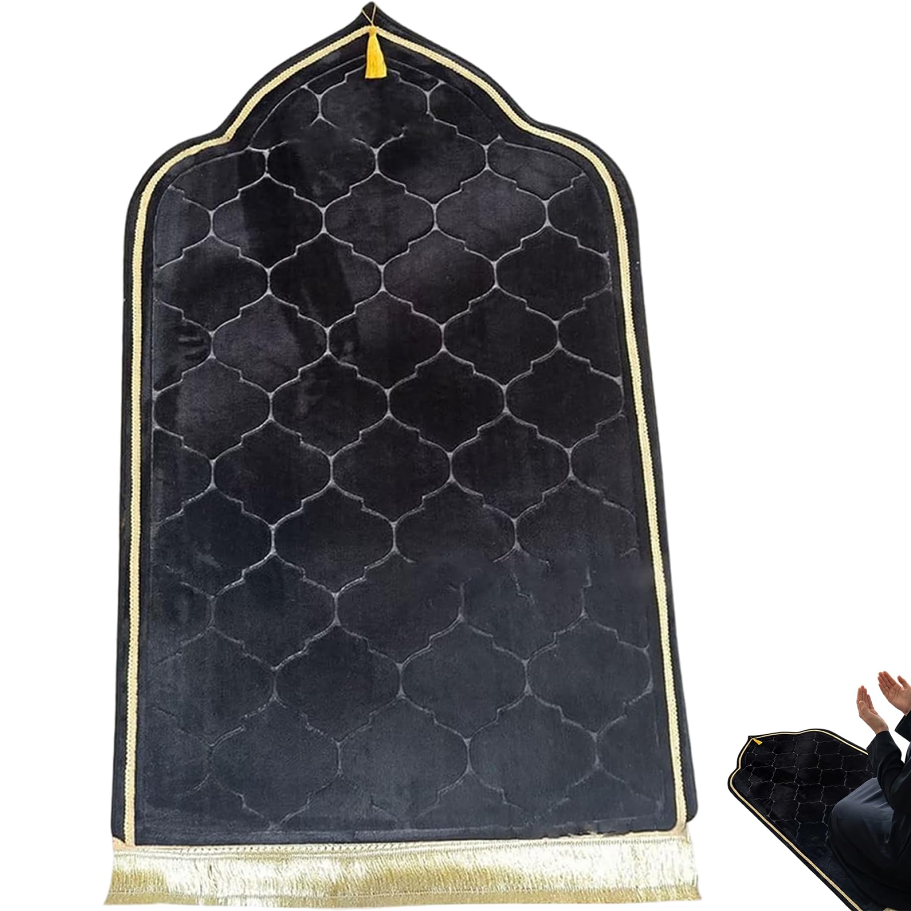 Tapis de prière portable en velours pour la maison et les voyages en famille