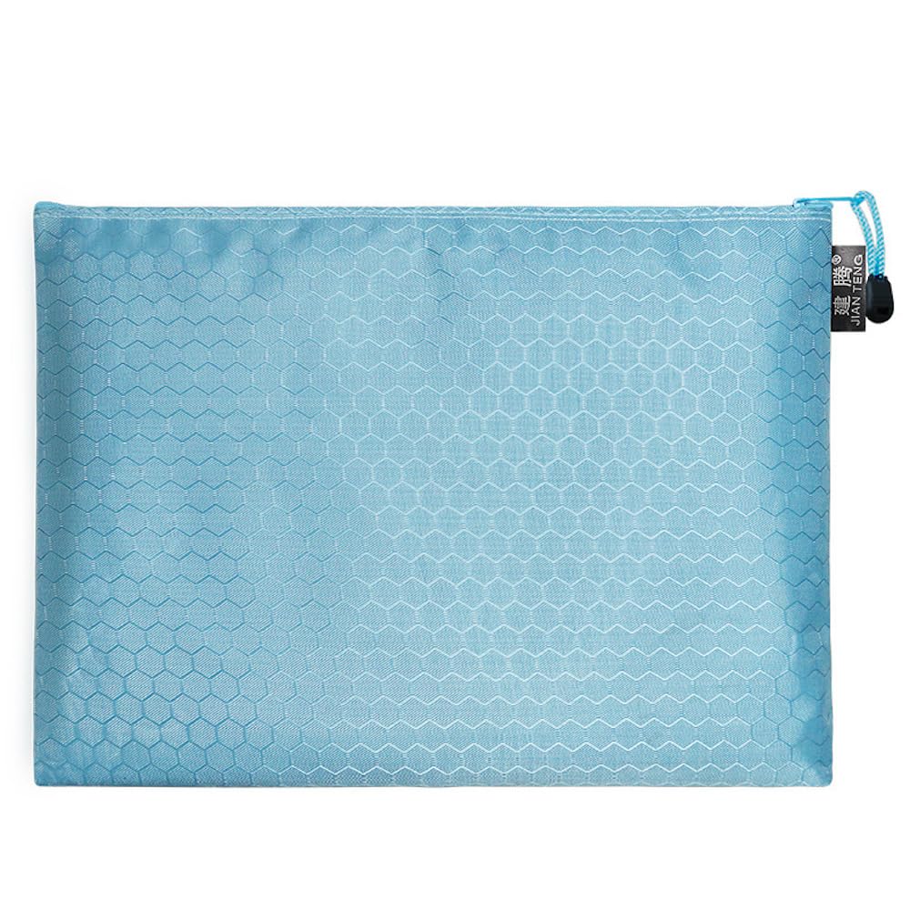 Pack of 2 Document Bags, Waterproof Zip Document Bag, File Bag, Briefcase, Storage Bag for Documents, Receipt, Paper, Office, School Trip, Cosmetics, Sky Blue, A5, 24 x 18 cm — image 1