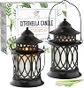 Citronella Candles Outdoor, 2 Pack Lemongrass Scented Soy Wax Candles with Metal Lantern Holder, Outdoor Candle Set for Patio Garden Camping Decor, Gift Set
