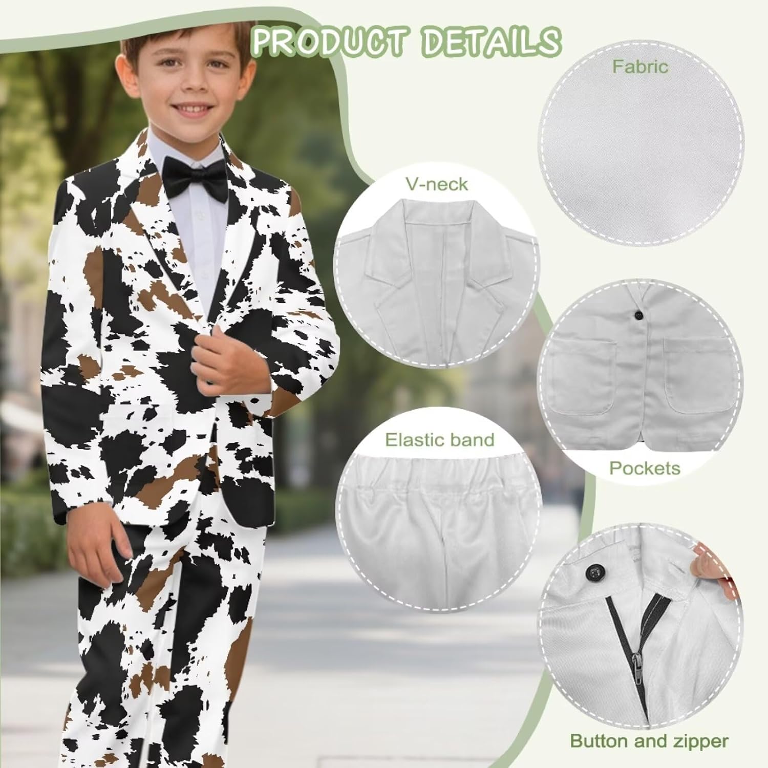 Boys Formal Suits, 2 Piece Slim Fit Tuxedo Suit Set Kids Blazer Set Soft Lapel Suit Jacket and Pant Size 5-14 Years