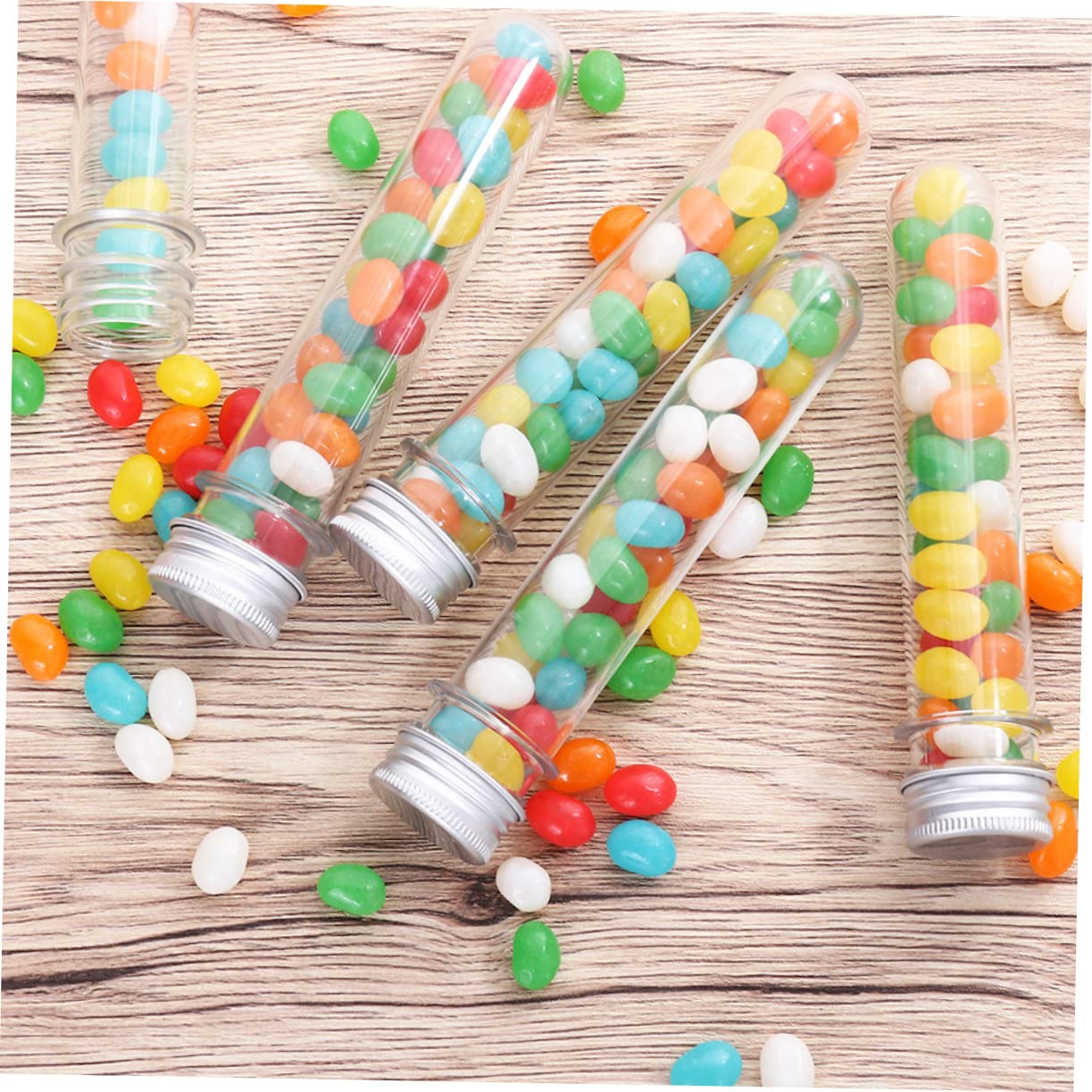 50piezas Botella De Tubo De Ensayo Transparente De Tubos De Almacenamiento De Pet para Dulces para De Baño y Organizacion De Espacio