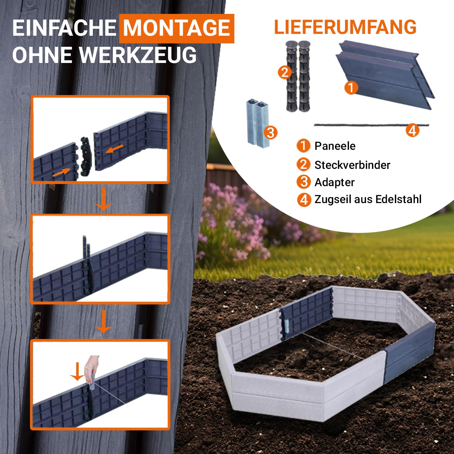 Garantia Ergo Hochbeet-Verlängerungsset Wood 2 Paneele inkl. Verbinder