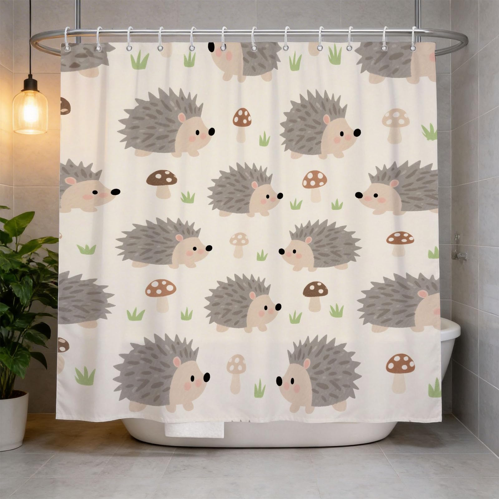 Hongduo 3D Cartoon Animal Hedgehog Shower Curtain for Stalls Bathtubs Cartoon Bathroom Decor Shower Curtain Set Polyester Fabric Waterproof 120x180cm/48X71 Inch with Hooks