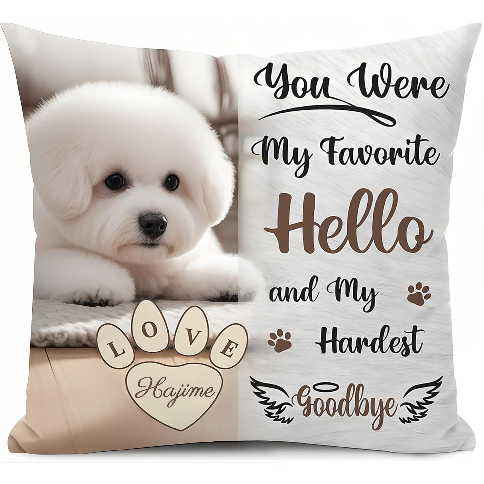 Umitive Custom Pet Memorial Pillow - Personalized Dog Photo & Name Pillowcase - Comfort Keepsake for Deceased Beloved Pets (Customizable)