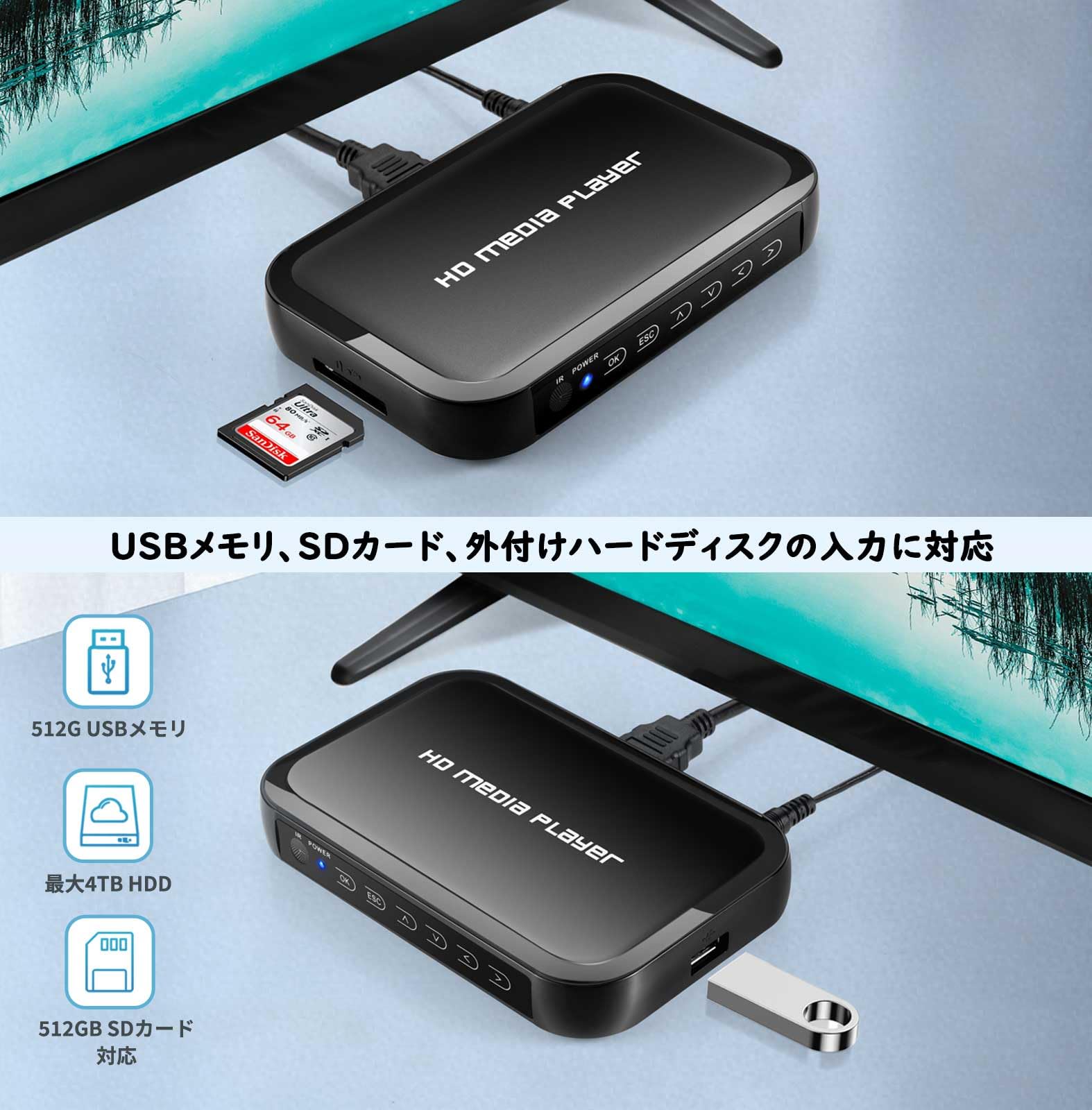 Amazon.co.jp: メディアプレーヤー 4k マルチメディアプレーヤー フル