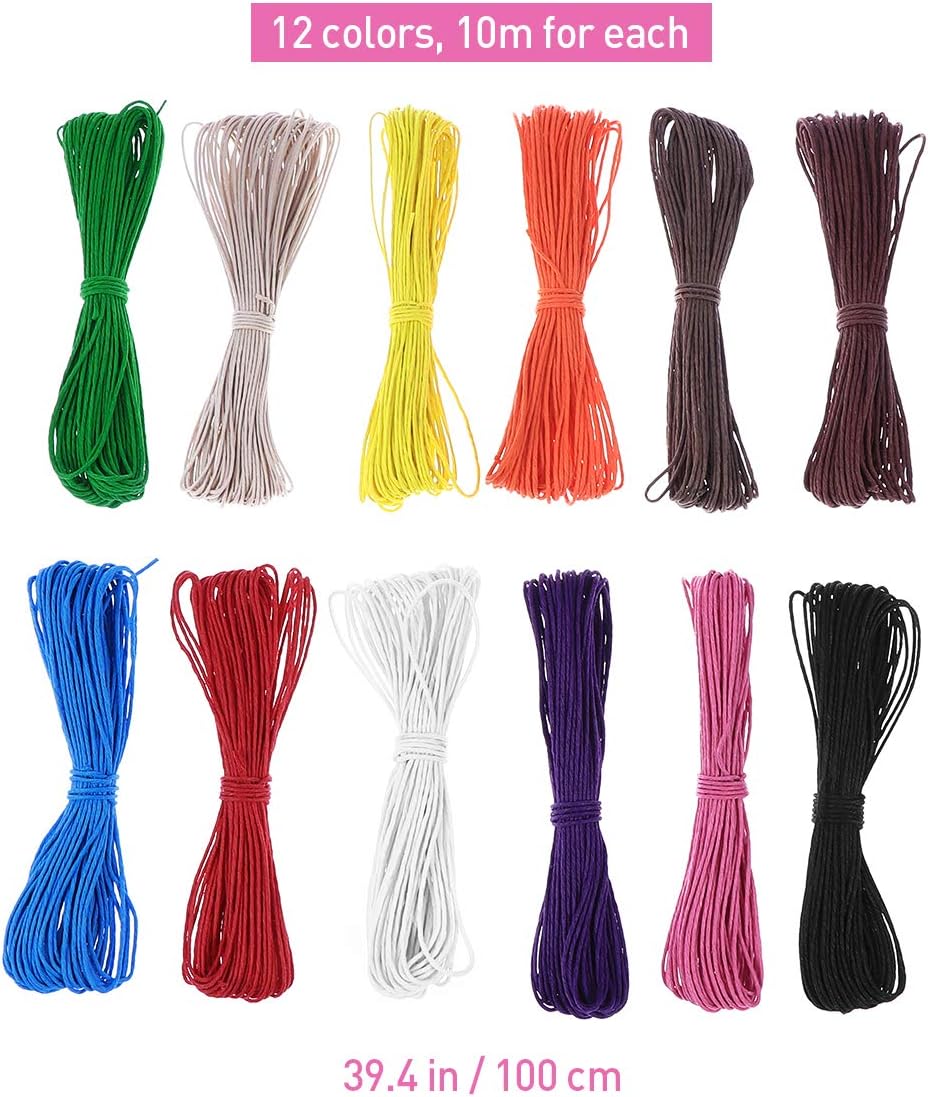 12 Colors 10M 1mm Cotton Cords Strings Ropes for DIY Necklace Craft Making