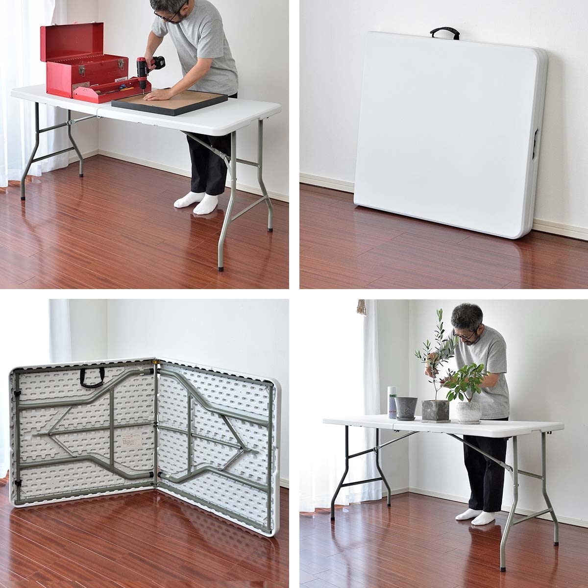 Amazon.co.jp: FIELDOOR 折りたたみ ワークテーブル 作業テーブル 机