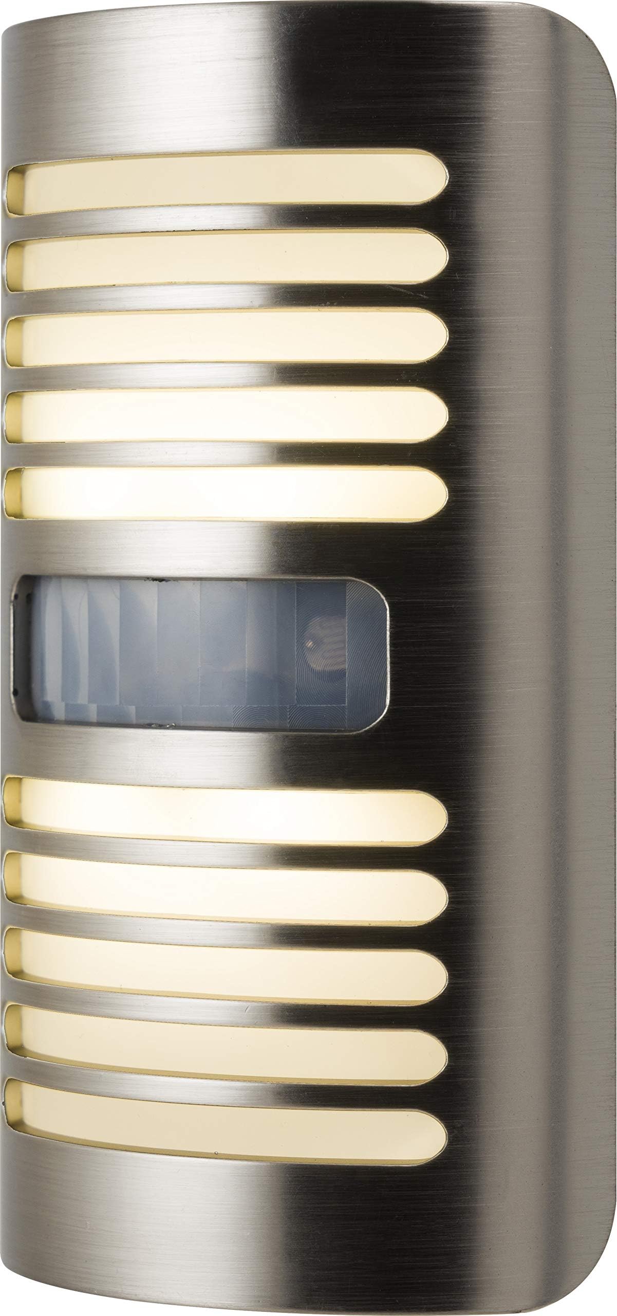 Enbrighten LED Night Light, Motion-Select Sensor, 40 Lumens, Dusk-to-Dawn, 25 ft. Detection Range, UL-Listed, Ideal for Bedroom, Nursery, Bathroom, 37299, Brushed Nickel | Louver