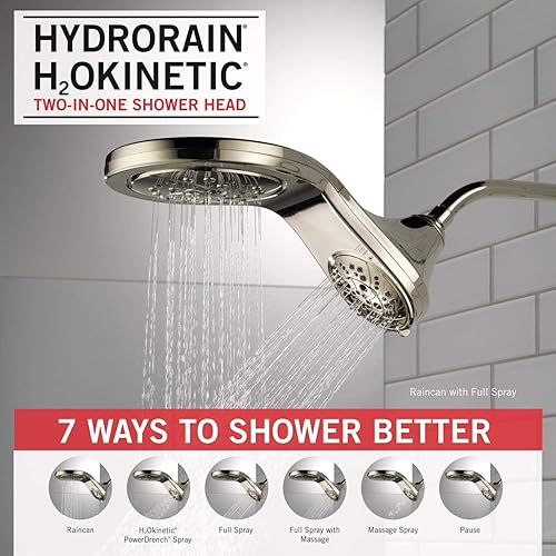 Miniatura 4 de DELTA FAUCET 58581-PN-PK HydroRain H2OKinetic - Combo de ducha 2 en 1, flujo de agua de 1.75 GPM, níquel pulido