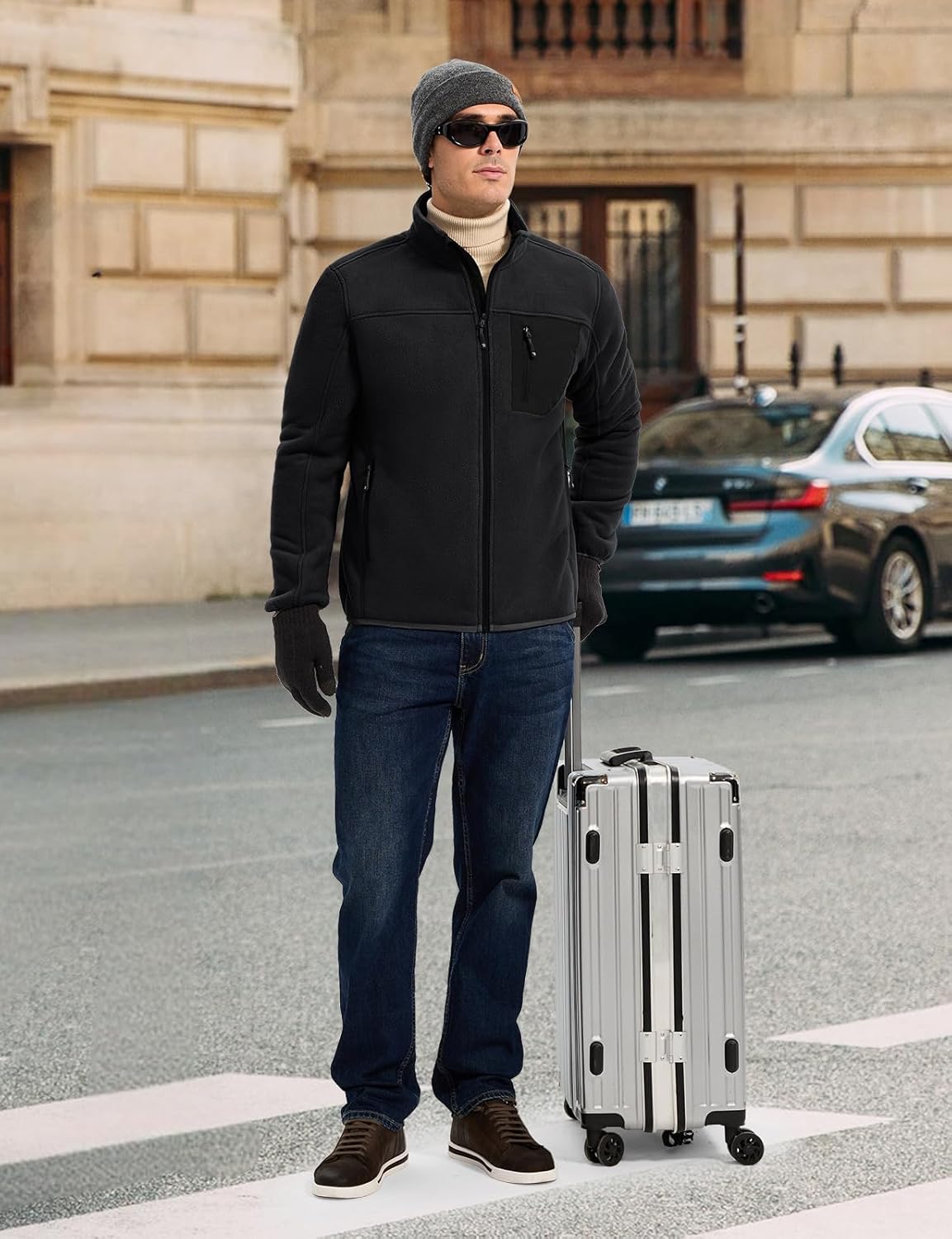 TBMPOY Men's Sherpa Lined Jacket Winter Fleece Jackets Full Zip Outdoor Hiking Casual Coat Soft Warm Outwear with 5 Pocket - Image 3