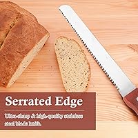 Vista 6 de Cuchillo de pan, cuchillo de pan dentado de acero inoxidable para pan casero, pasteles y bagels, cuchillos de cocina de 10 pulgadas, cortador