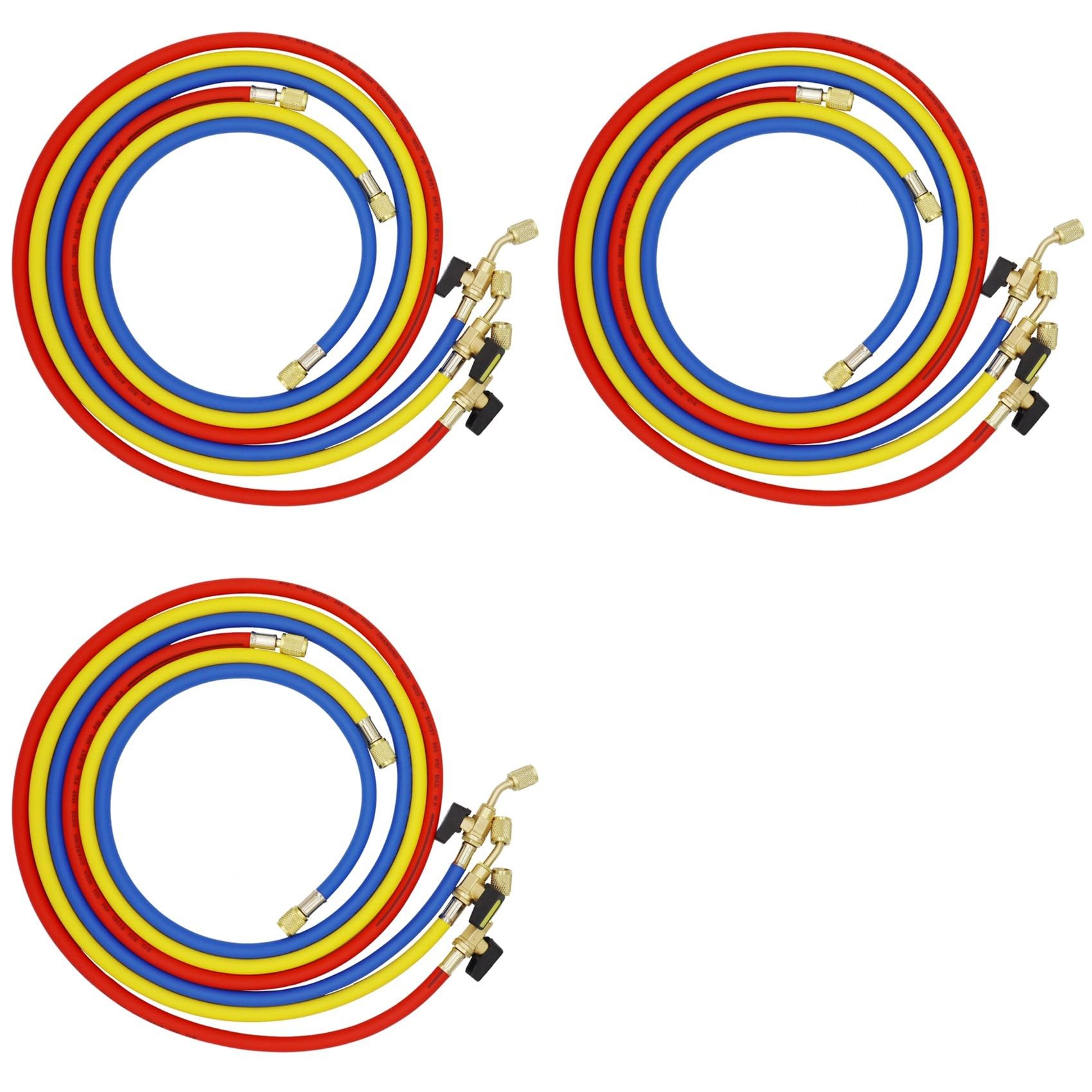 Tuyaux de charge réfrigérant HVAC 1/4 SAE avec vannes pour R134A R12