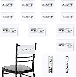12 Pcs Reserved Seating Signs Reserved Chair Sign Printed Placeholder for Church Pew, Wedding, Party Events (White, 12 Pcs)