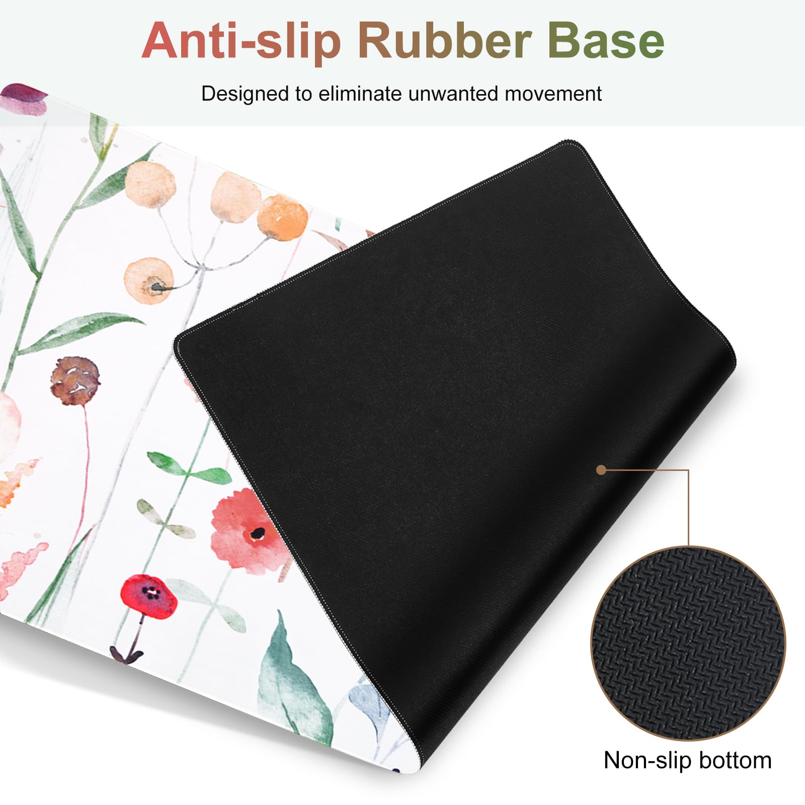 Gaming Wrist Rest & Keyboard Desk Mat - Orange Flowers -7