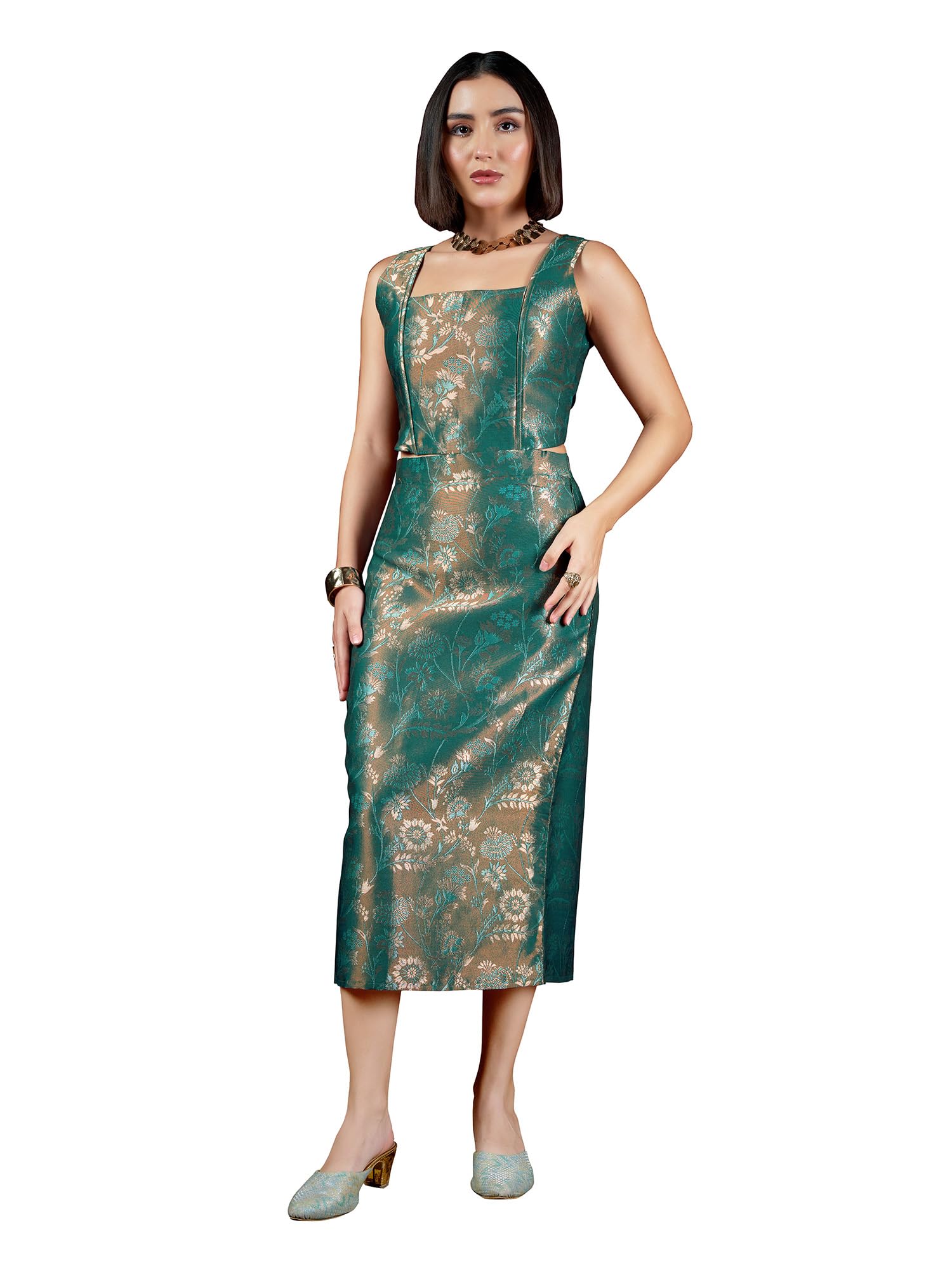 PURVAJA Women's Sleeveless Top Skirt Printed Co-Ords Set-picture-14