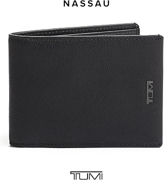 TUMI Nassau Double Billfold Wallet, Embossed Black Leather