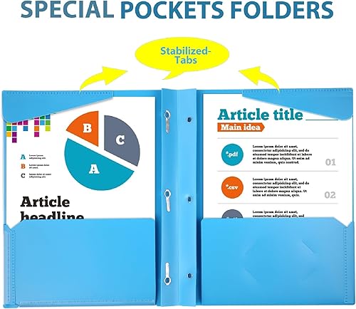 Miniatura 3 de Paquete de 16 carpetas resistentes de 3 bolsillos con puntas, carpetas de plástico con bolsillo frontal transparente, para papel tamaño carta,