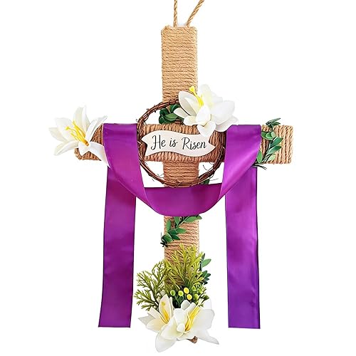 Easter Wreaths for Front Door - He is Risen Wooden