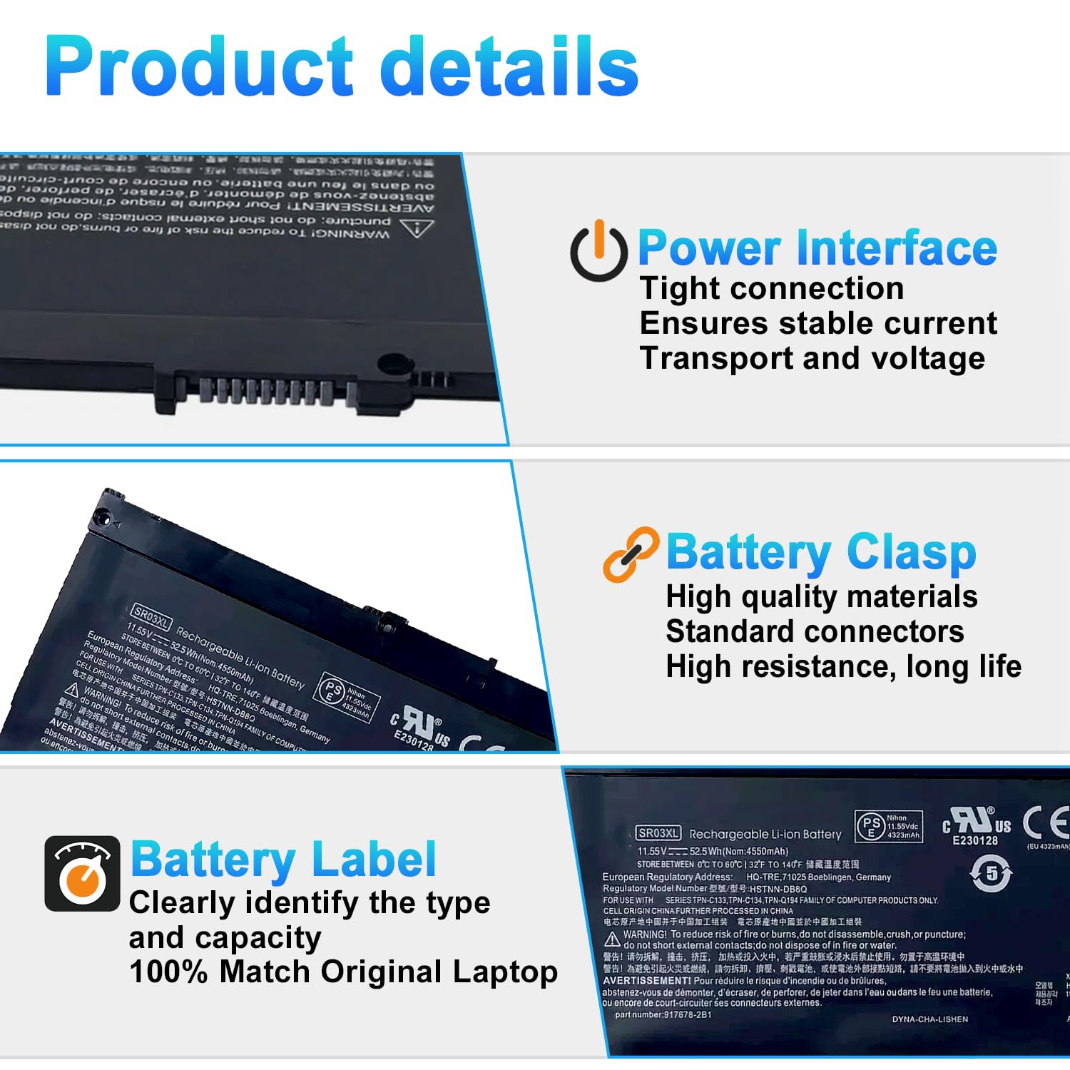 Amazon.com: BOWEIRUI 52.5Wh SR03XL SR04XL L08855-855 Battery