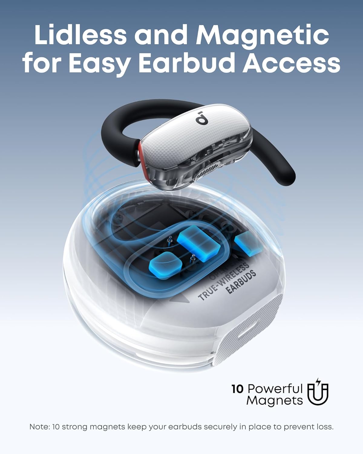 Soundcore Auriculares Open Ear V40i de Anker, Diseño Cristalino, Estuche sin Tapa, 4 Posiciones Ajustables para Cada Tamaño de Oreja, Graves más Ricos, IP55, 21H Reproducción, Llamadas Claras con IA 4